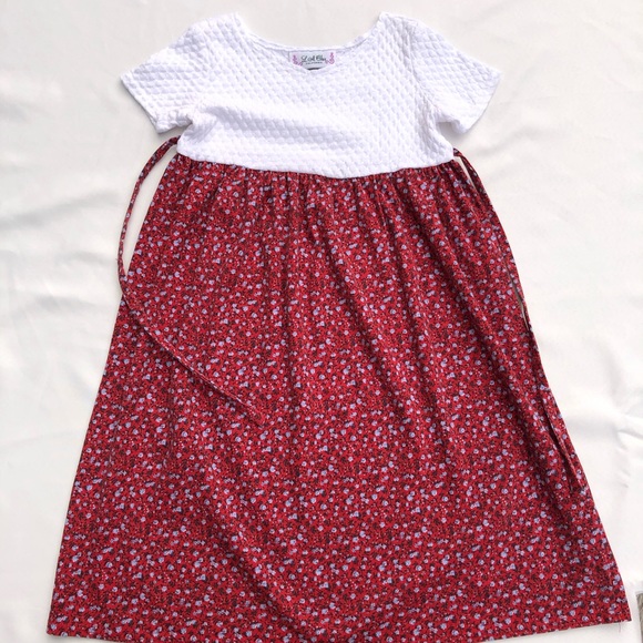 L.A. Chic Girls Vintage White/Red/Black Floral Summer Pucker Dress Size Large - Picture 12 of 12